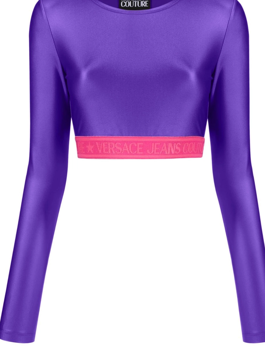 Affordable Jeans Couture crop Versace Women logo-underband top 0809